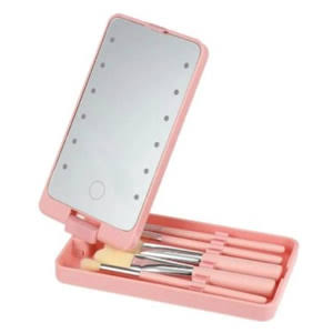 Espejo LED Plegable con Brochas Integradas