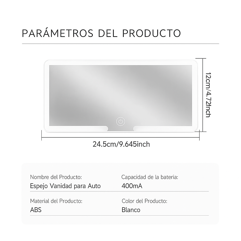 Espejo de Carro con Luz Ajustable